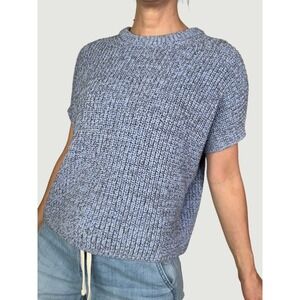 Gap Periwinkle Blue Marl Shaker Chunky Knit Dolman Cap Short Sleeve Sweater S